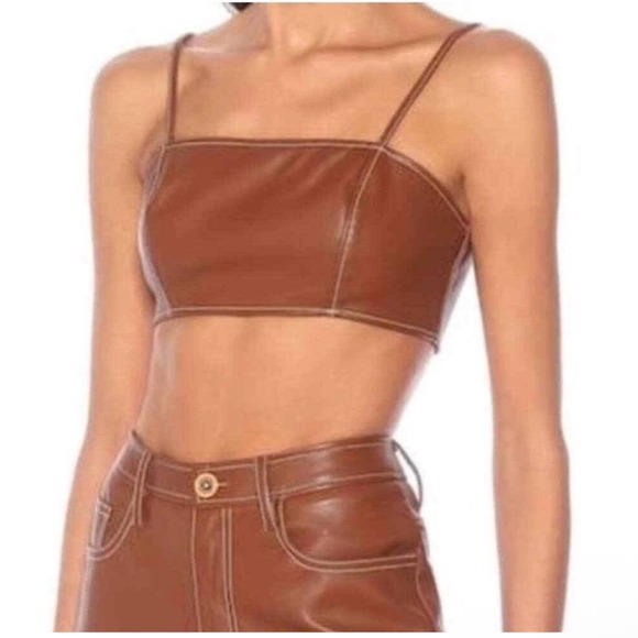STAUD Tops - STAUD Bomber Faux Leather Bralette in whiskey‎ brown size 4